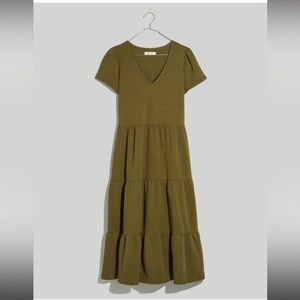 Madewell Seersucker V-Neck Midi Dress